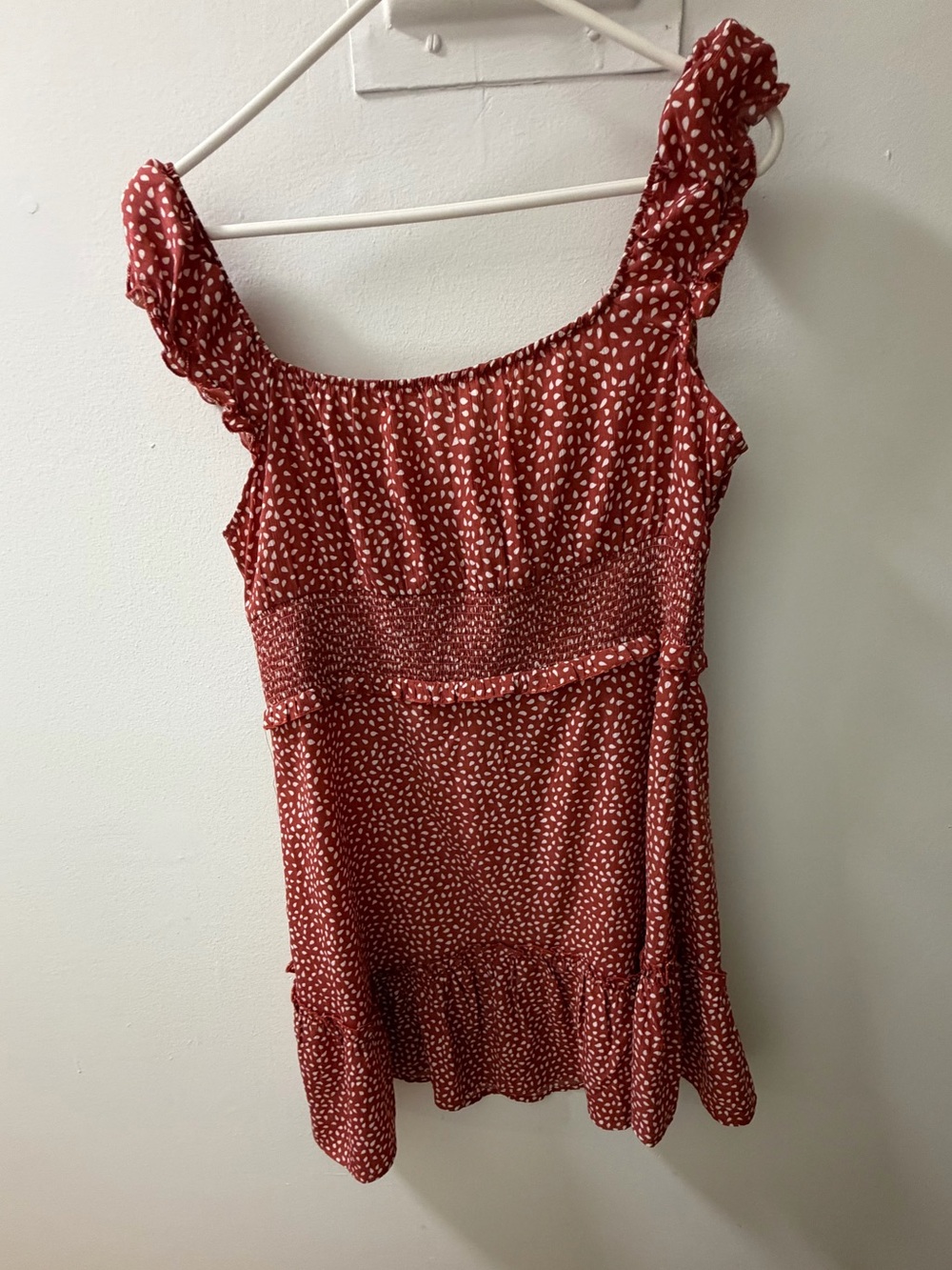 Romantic Rust Red Ruffle Mini Dress Size XL - Picture 3 of 4